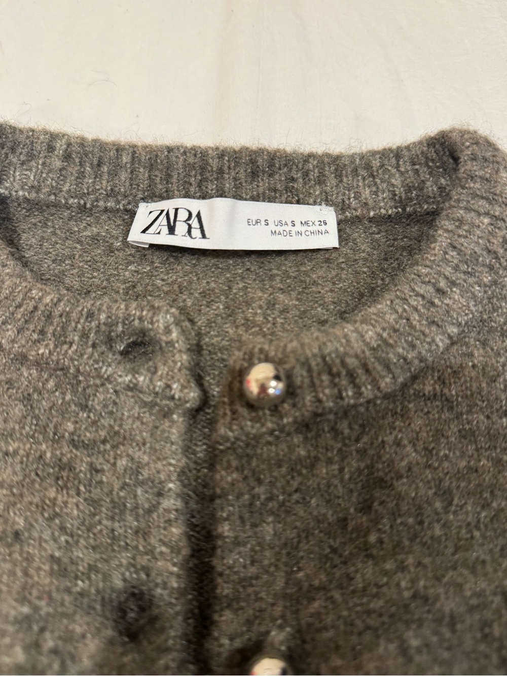 Zara Grey Wool Button-Up Cardigan - B - Picture 2 of 3